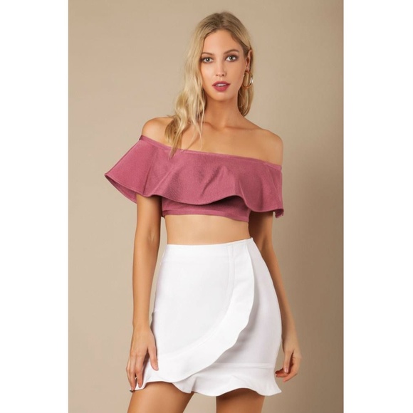 Palm Beach Boutique Tops - Ruffled Off Shoulder Crop Top